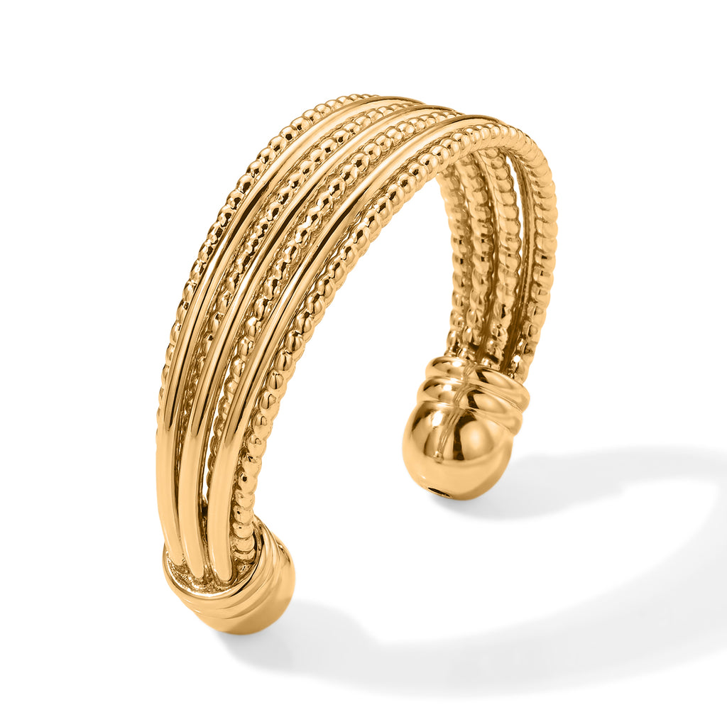 2 Piece Set -  Cuff Bangle and Fancy Ring Pure Yellow Brass_4521624_6