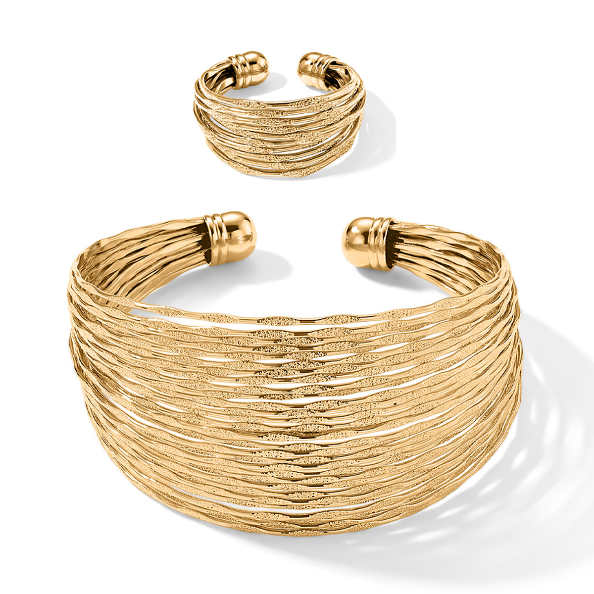 Manhattan Close Out - Cuff Bangle (Size 7-7.5) &amp; Adjustable Ring (Size O to Q) Set 4521626 0