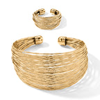 2 Piece Set -  Cuff Bangle and Fancy Ring Pure Yellow Brass_4521626