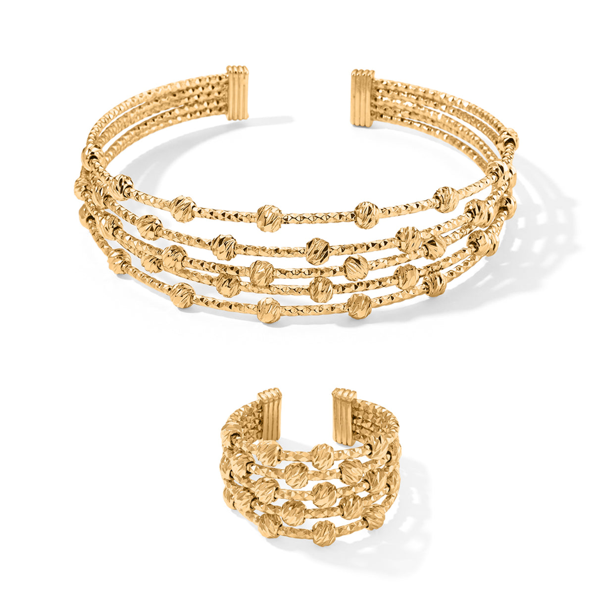 Manhattan Close Out - Multi-Strand Cuff Bangle (Size 7-7.5) &amp; Adjustable Ring (Size - S to U) Set 4521628 0