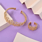 2 Piece Set -  Cuff Bangle and Fancy Ring Pure Yellow Brass_4521628_1