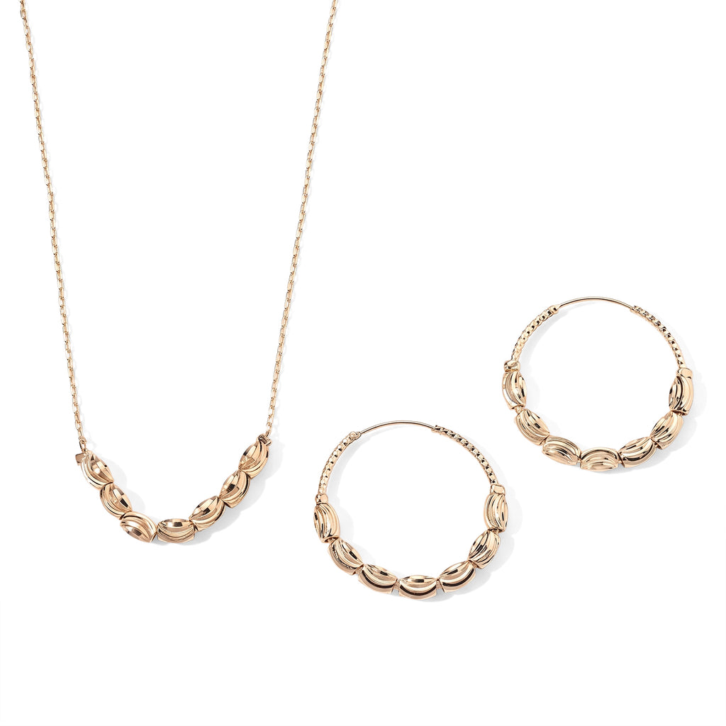 2 Piece Set -  Fancy Necklace and Fancy Earring Pure White Brass_4521641