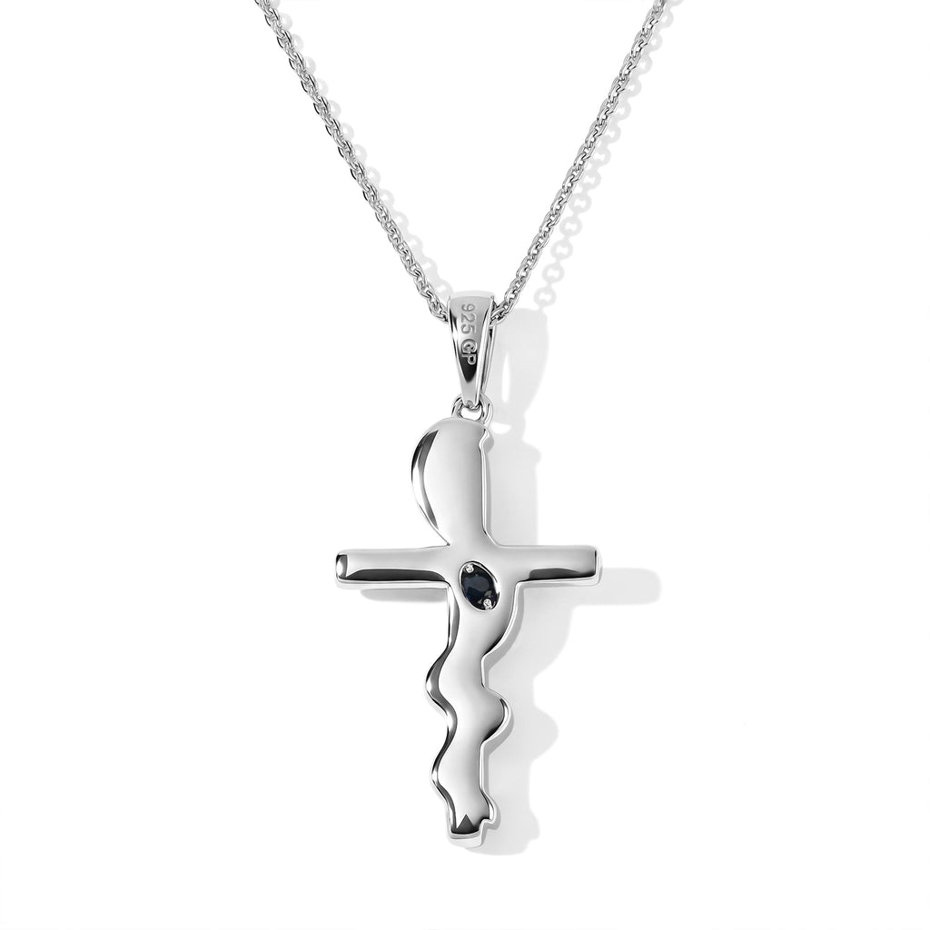 GP - Blue Sapphire Pendant with Chain (Size 20) in Platinum Overlay Sterling Silver_4521997_3