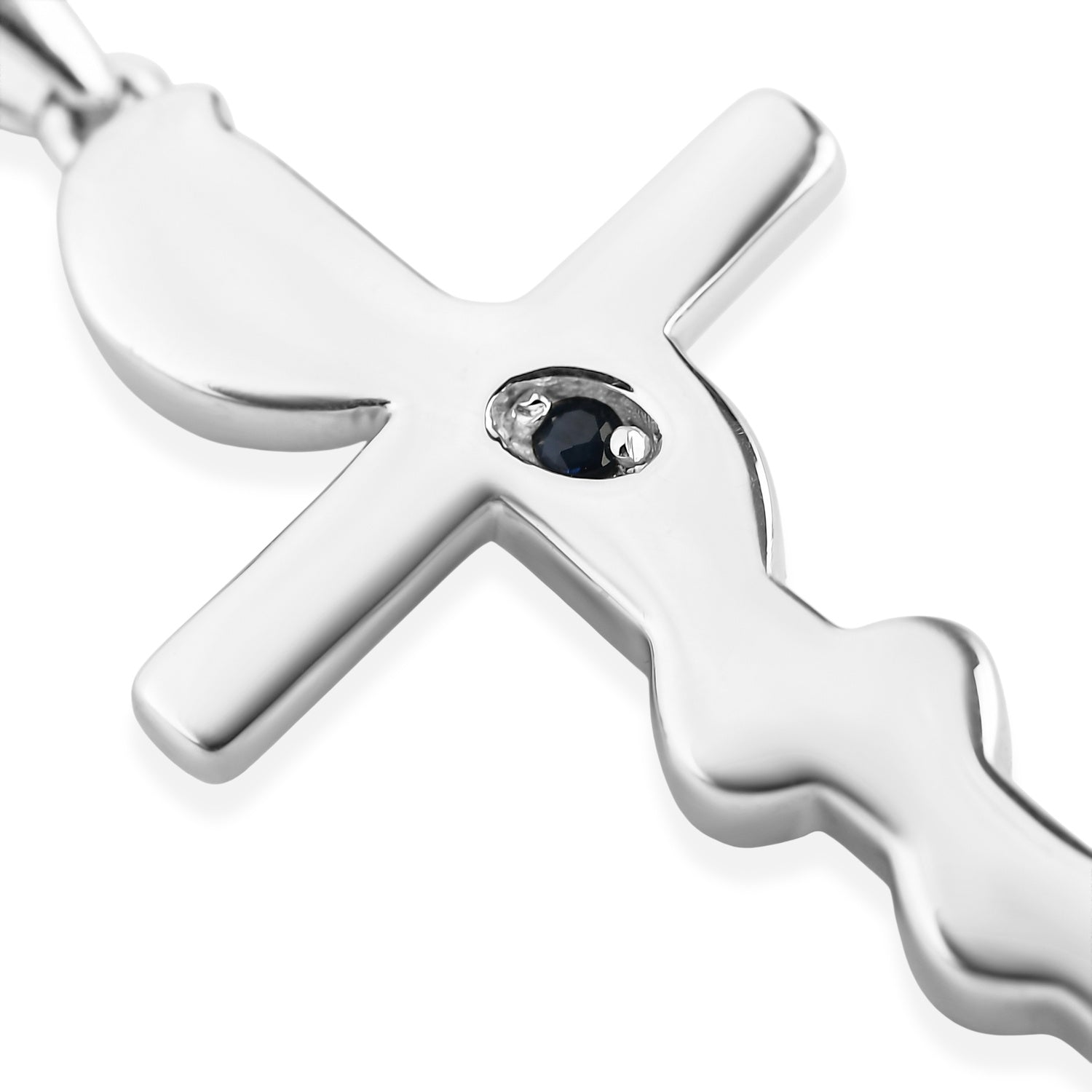 GP - Blue Sapphire Pendant with Chain (Size 20) in Platinum Overlay Sterling Silver 4521997 4