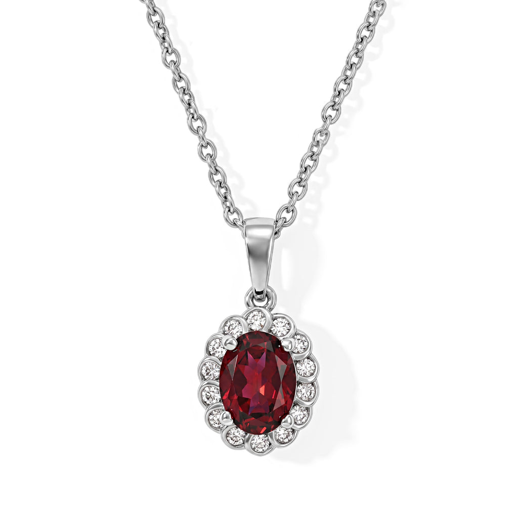 D'Joy - Rhodolite Garnet & White Zircon Pendant in Platinum Overlay Sterling Silver with Chain (Size 20) 1.75 Ct._4522012