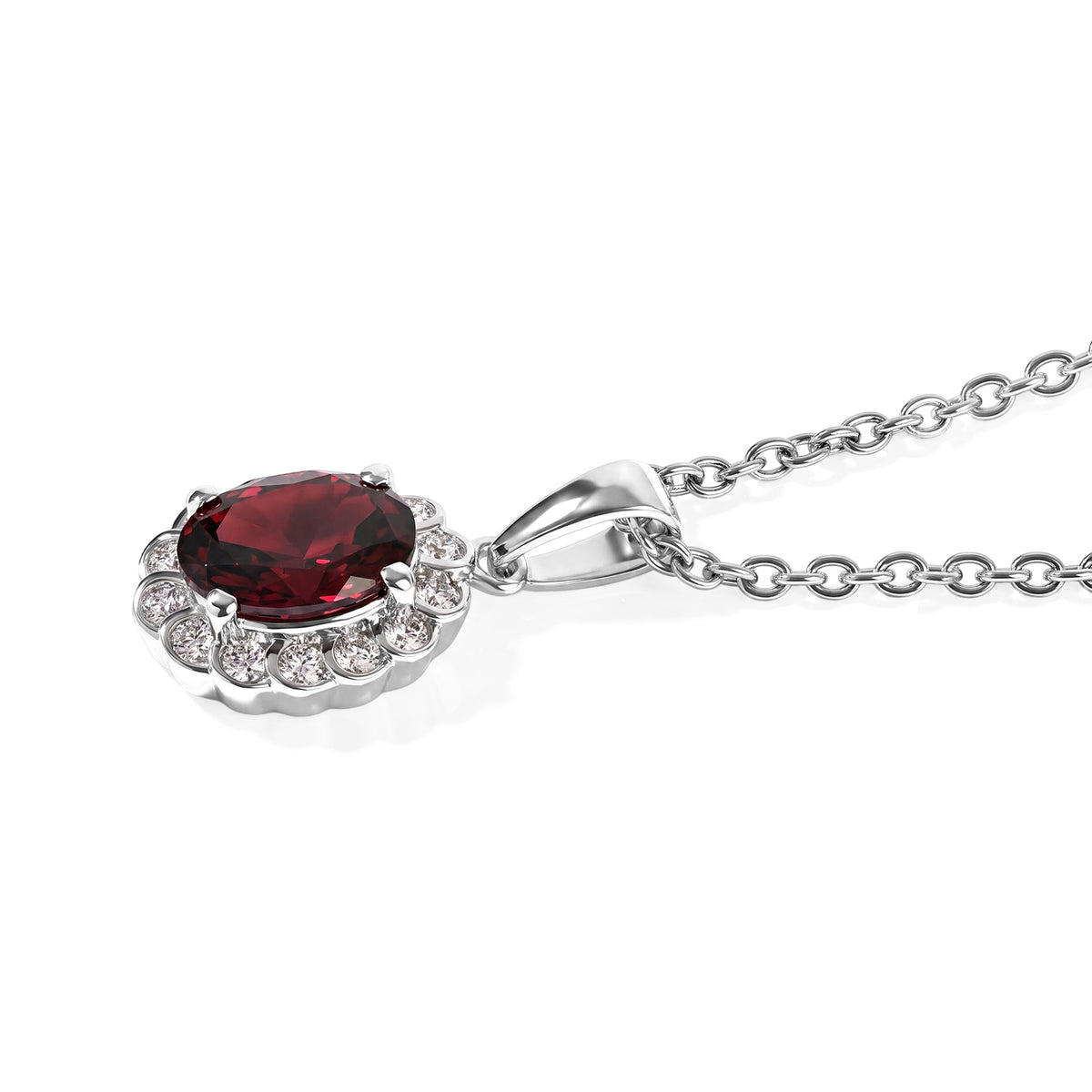 D'Joy - Rhodolite Garnet &amp; White Zircon Pendant in Platinum Overlay Sterling Silver with Chain (Size 20) 1.75 Ct. 4522012 2