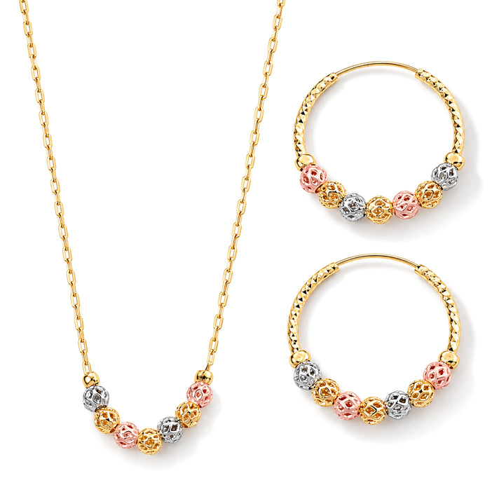 Close Out Deal- Designer Inspired Set of 2 - Necklace (Size - 18) &amp; Hoop Earring 4522481 1