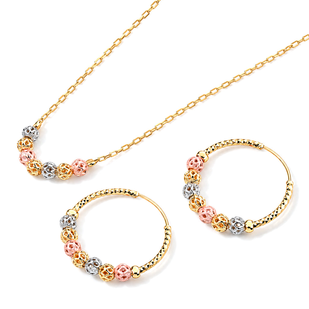 Close Out Deal- Designer Inspired Set of 2 - Necklace (Size - 18) & Hoop Earring_4522481_1