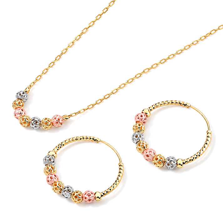 Close Out Deal- Designer Inspired Set of 2 - Necklace (Size - 18) &amp; Hoop Earring 4522481 2