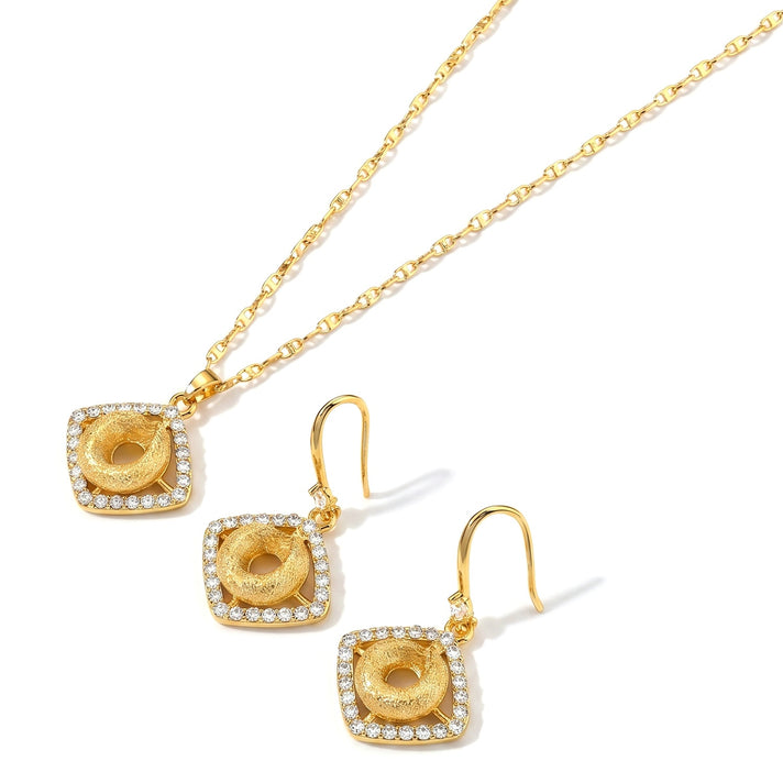 Close Out Deal- Designer Inspired Set of 2 - White Crystal Necklace (Size 18-4 Ext) &amp; Earring with Hook 4522485 2