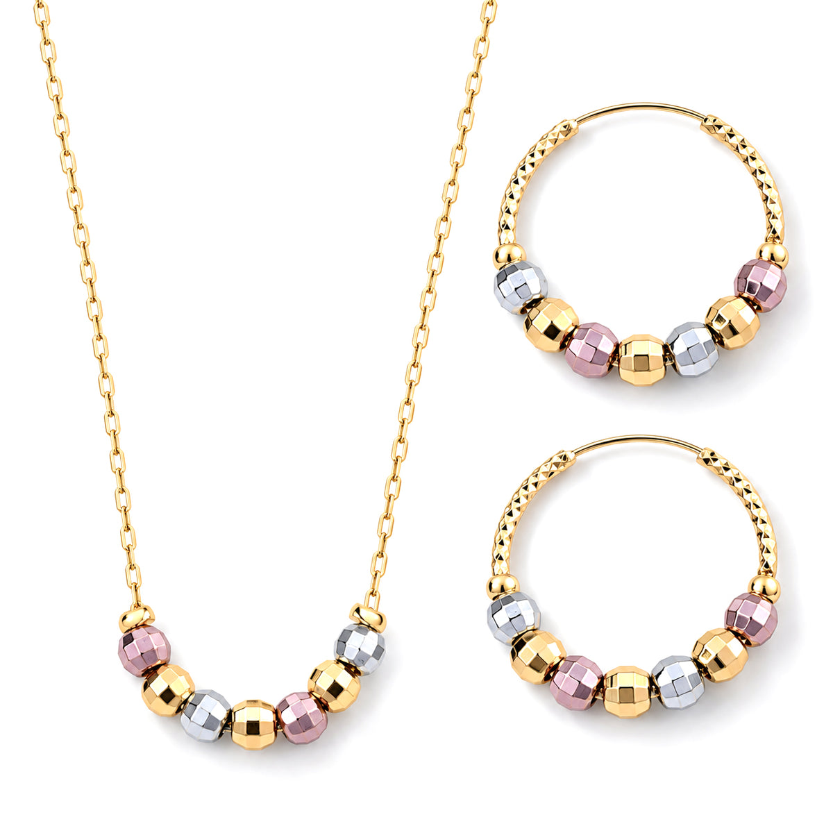 Close Out Deal- Designer Inspired Set of 2 - Earring with Hoop &amp; Pendant with Chain (Size - 18) 4522493 0