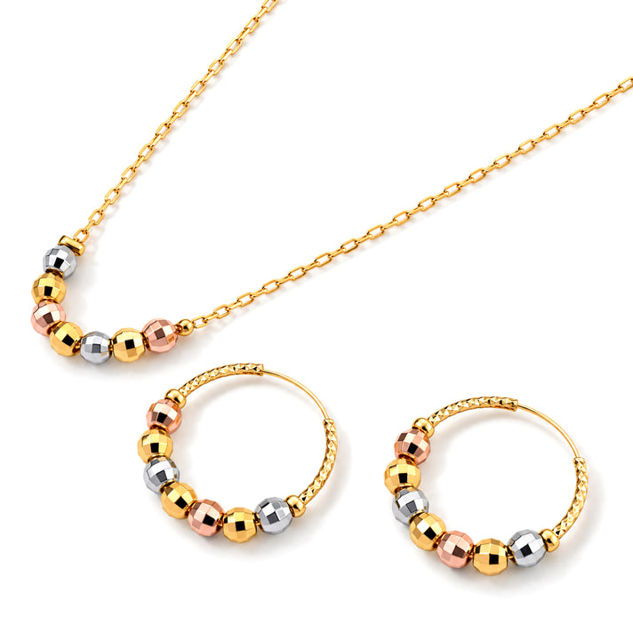 Close Out Deal- Designer Inspired Set of 2 - Earring with Hoop &amp; Pendant with Chain (Size - 18) in 3 Tone - Yellow, Silver &amp; Rose 4522494 2