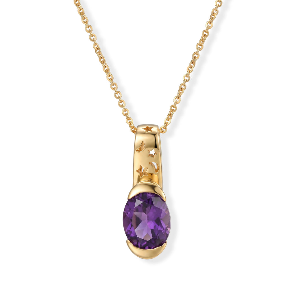 African Amethyst,  Kanchanaburi Blue Sapphire Pendant with Chain (Size 20) in 18K YG Vermeil Sterling Silver 0.03 ct  Silver Wt. 5.25 Gms  1.847  Ct._4522766