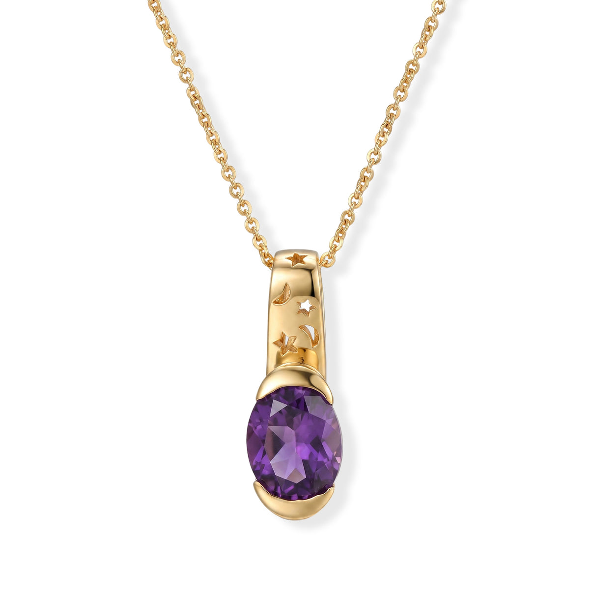 GP - AAA African Amethyst &amp; Blue Sapphire Pendant with Chain (Size 20) in 18K Vermeil Yellow Gold Plated Sterling Silver 1.85 Ct. 4522766 0