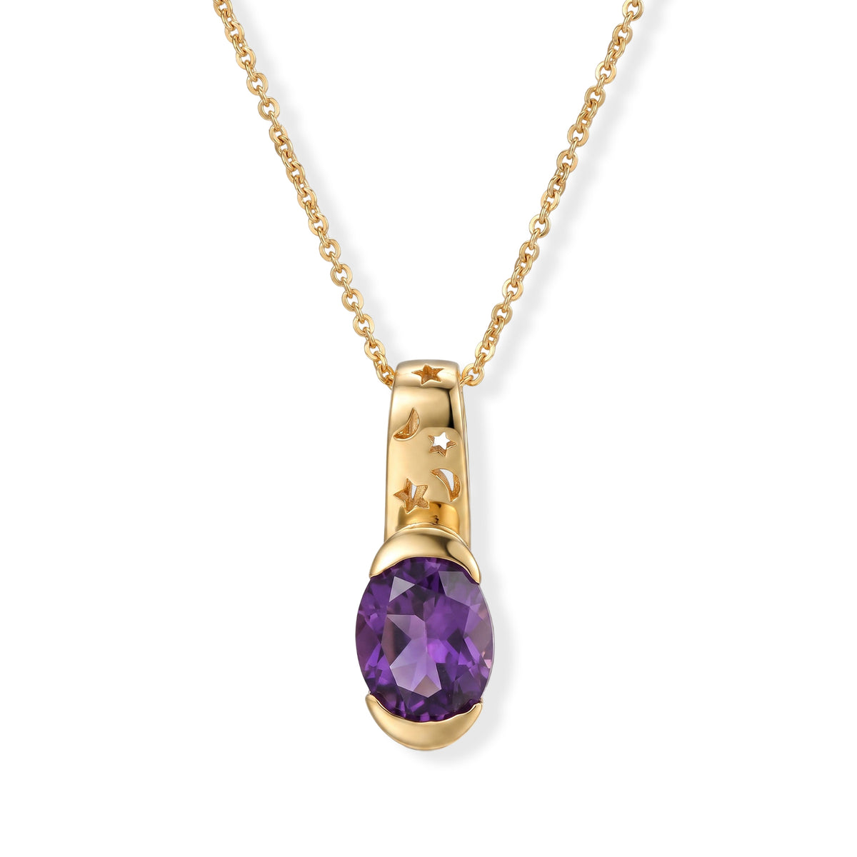 GP - AAA African Amethyst &amp; Blue Sapphire Pendant with Chain (Size 20) in 18K Vermeil Yellow Gold Plated Sterling Silver 1.85 Ct. 4522766 0