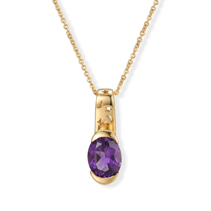 Live From Vicenza GP - AAA African Amethyst &amp; Blue Sapphire Solitaire Pendant with Chain (Size 20) in 18K Vermeil Yellow Gold Plated Sterling Silver 1.85 Ct. 4522766 1
