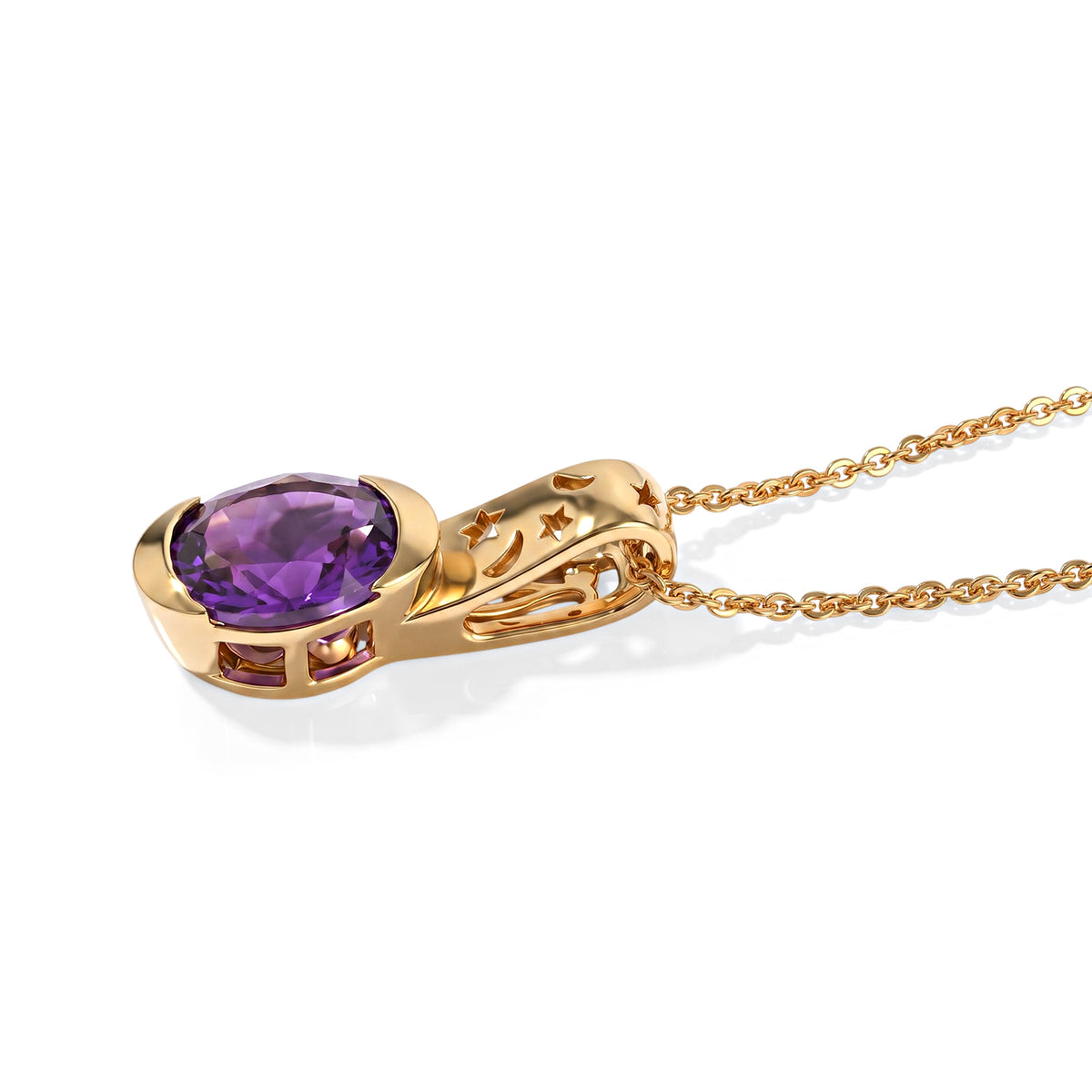 GP - AAA African Amethyst &amp; Blue Sapphire Pendant with Chain (Size 20) in 18K Vermeil Yellow Gold Plated Sterling Silver 1.85 Ct. 4522766 3