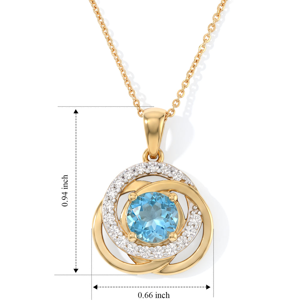 D'Joy - AAA Swiss Blue Topaz & White Zircon Pendant with Chain (Size 20) in Yellow Gold Plated Sterling Silver 1.95 Ct._4522831_4