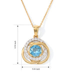 D'Joy - AAA Swiss Blue Topaz & White Zircon Pendant with Chain (Size 20) in Yellow Gold Plated Sterling Silver 1.95 Ct._4522831_4