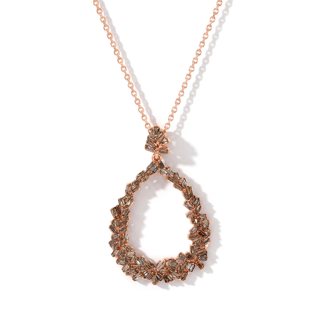 Champagne Diamond  Kanchanaburi Blue Sapphire Pendant with Torn Chain 19DC (Size 20) in 18K RG Vermeil Sterling Silver 0.47 ct  0.560  Ct._4523412