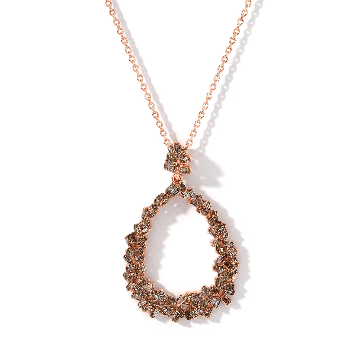 Champagne Diamond  Kanchanaburi Blue Sapphire Pendant with Torn Chain 19DC (Size 20) in 18K RG Vermeil Sterling Silver 0.47 ct  0.560  Ct. 4523412 0