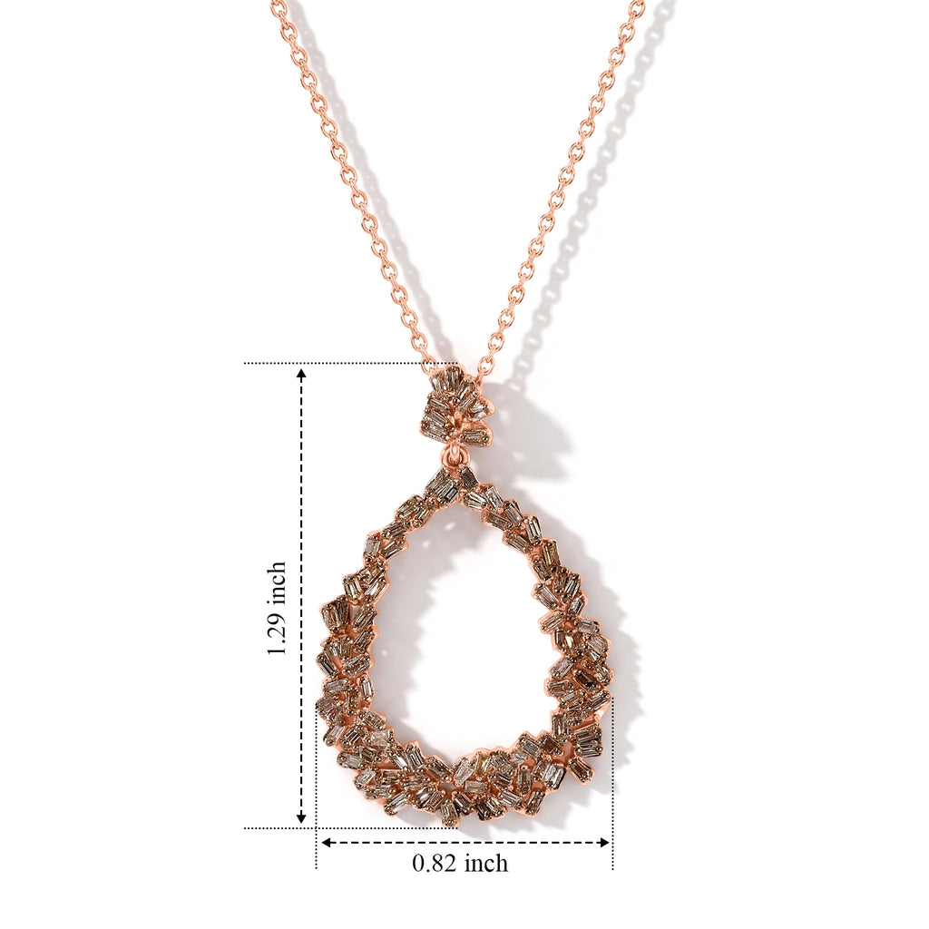 Champagne Diamond  Kanchanaburi Blue Sapphire Pendant with Torn Chain 19DC (Size 20) in 18K RG Vermeil Sterling Silver 0.47 ct  0.560  Ct._4523412_7