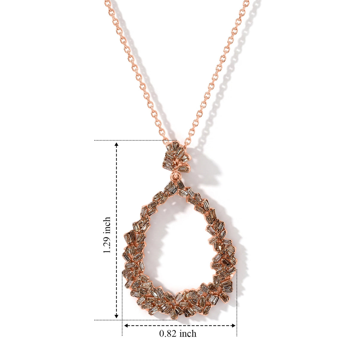 Champagne Diamond  Kanchanaburi Blue Sapphire Pendant with Torn Chain 19DC (Size 20) in 18K RG Vermeil Sterling Silver 0.47 ct  0.560  Ct. 4523412 7