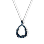 Blue Diamond  Kanchanaburi Blue Sapphire Pendant with Torn Chain 19DC (Size 20) in Rhodium Overlay Sterling Silver 0.47 ct  0.560  Ct._4523416