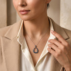 Blue Diamond  Kanchanaburi Blue Sapphire Pendant with Torn Chain 19DC (Size 20) in Rhodium Overlay Sterling Silver 0.47 ct  0.560  Ct._4523416_1