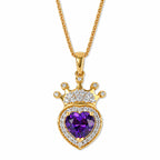 D'Joy - AAA African Amethyst & White Zircon Pendant with Chain (Size 20) in Yellow Gold Plated Sterling Silver 2.10 Ct._4523527