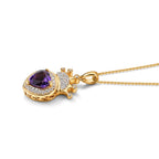 D'Joy - AAA African Amethyst & White Zircon Pendant with Chain (Size 20) in Yellow Gold Plated Sterling Silver 2.10 Ct._4523527_3