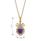 D'Joy - AAA African Amethyst & White Zircon Pendant with Chain (Size 20) in Yellow Gold Plated Sterling Silver 2.10 Ct._4523527_6