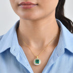 Emeraldine Triplet Quartz, White Zircon & Blue Sapphire Pendant with Chain (Size 20) in 18K Vermeil Yellow Gold Plated Sterling Silver 5.63 Ct._4523567_1