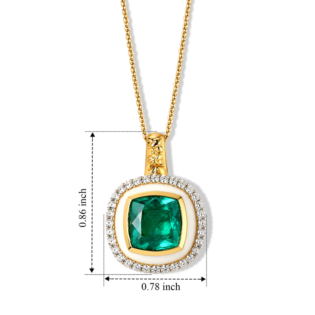 Emeraldine Triplet Quartz, White Zircon & Blue Sapphire Pendant with Chain (Size 20) in 18K Vermeil Yellow Gold Plated Sterling Silver 5.63 Ct._4523567_5