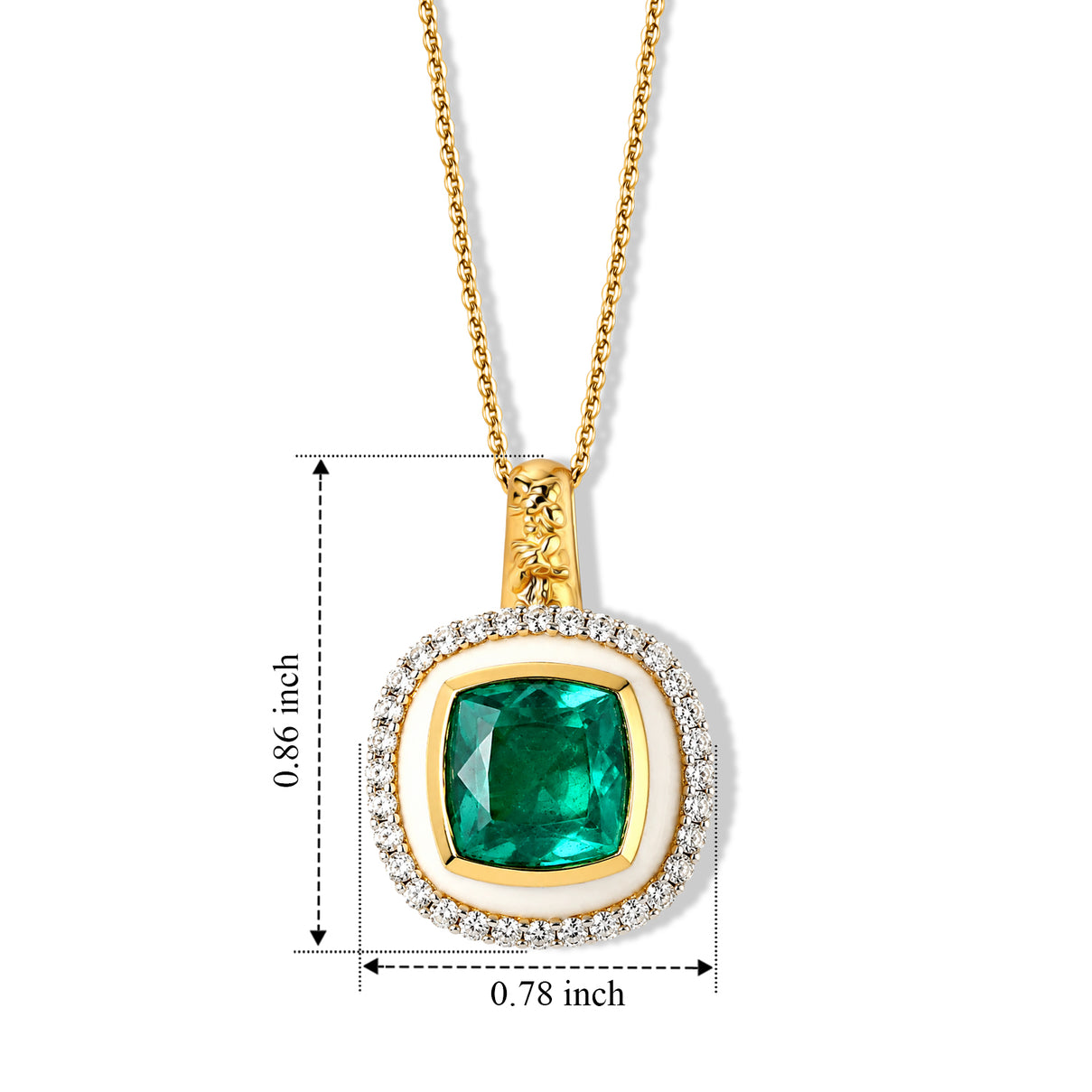 Emeraldine Triplet Quartz, White Zircon &amp; Blue Sapphire Pendant with Chain (Size 20) in 18K Vermeil Yellow Gold Plated Sterling Silver 5.63 Ct. 4523567 5