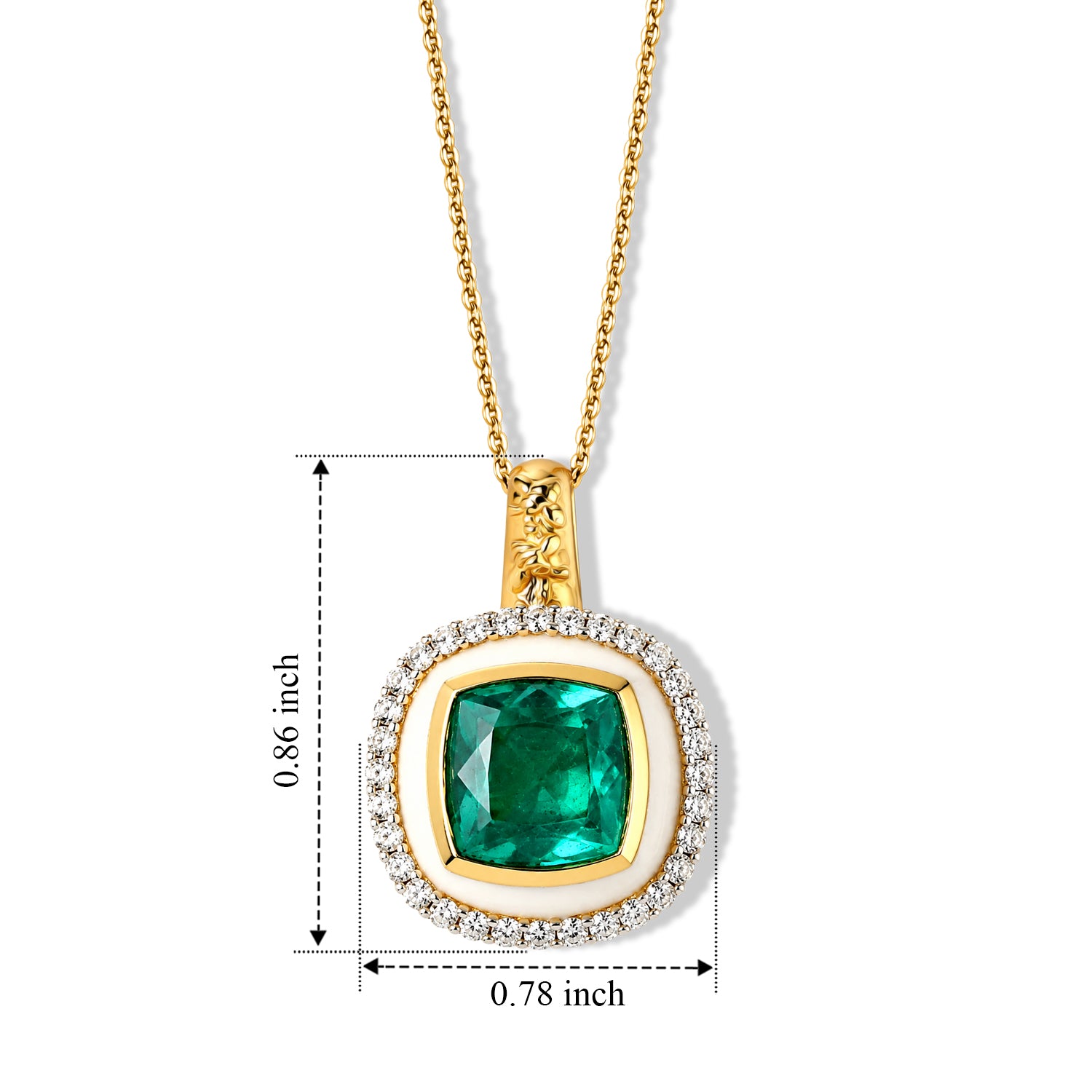 Emeraldine Triplet Quartz, White Zircon &amp; Blue Sapphire Pendant with Chain (Size 20) in 18K Vermeil Yellow Gold Plated Sterling Silver 5.63 Ct. 4523567 5