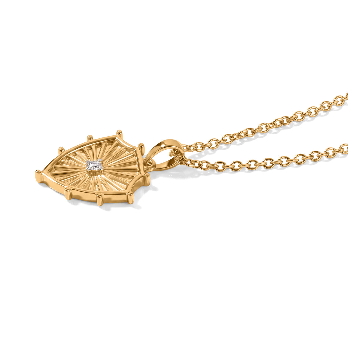 The Guardian Shield - Lab Grown Diamond (SI/G-H) Sunray Shield Pendant with Chain (Size 20) in Yellow Gold Plated Sterling Silver 4523923 4