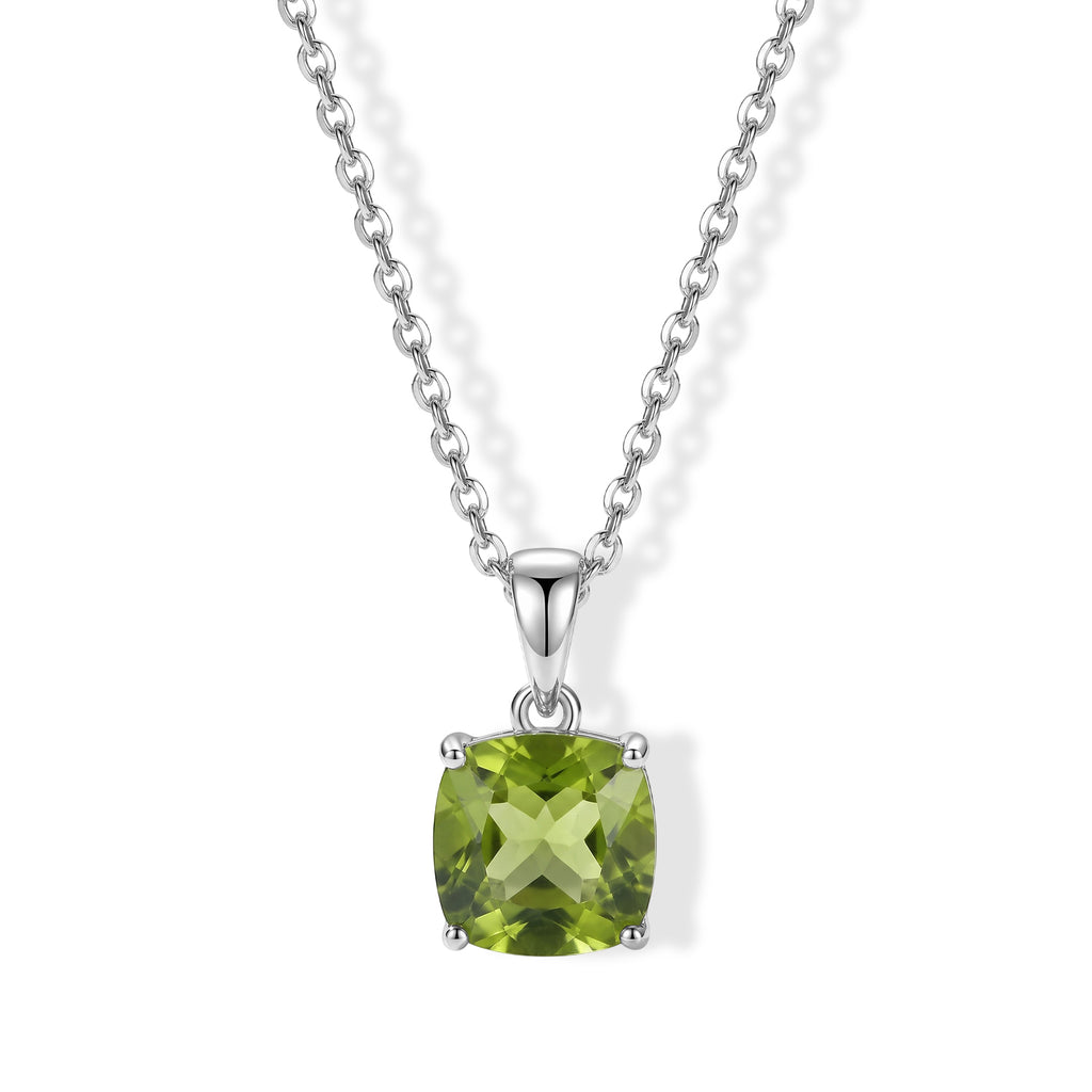 D'Joy - Peridot Solitaire Pendant in Platinum Overlay Sterling Silver with Chain (Size 20) 2.20 Ct._4524037
