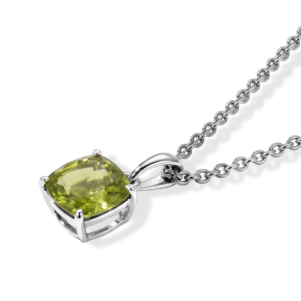 D'Joy - Peridot Solitaire Pendant in Platinum Overlay Sterling Silver with Chain (Size 20) 2.20 Ct._4524037_2