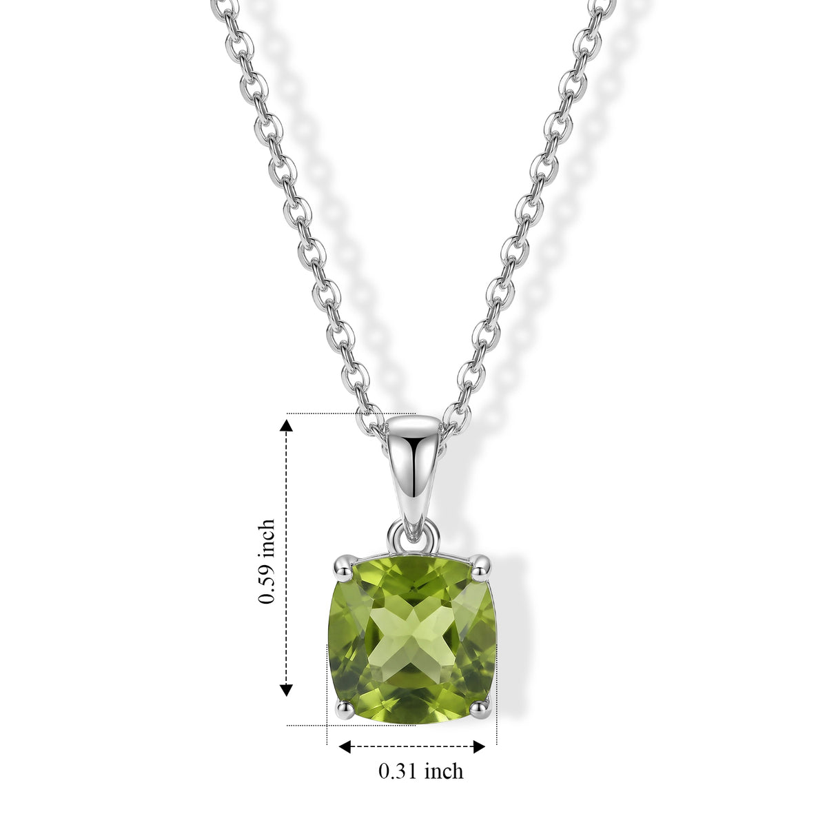 D'Joy - Peridot Solitaire Pendant in Platinum Overlay Sterling Silver with Chain (Size 20) 2.20 Ct. 4524037 3