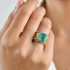 Set of 2 -  Colombian Colour Emeraldine Quartz Stackable Ring Pure Yellow Brass  3.800  Ct._4524110_1