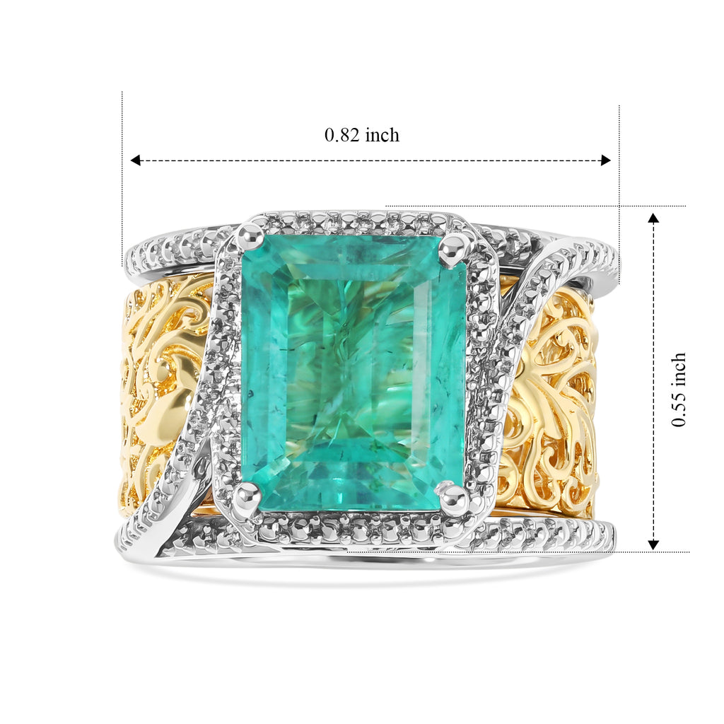 Set of 2 -  Colombian Colour Emeraldine Quartz Stackable Ring Pure Yellow Brass  3.800  Ct._4524110_6