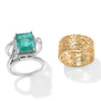 Set of 2 -  Colombian Colour Emeraldine Quartz Stackable Ring Pure Yellow Brass  3.800  Ct._4524114