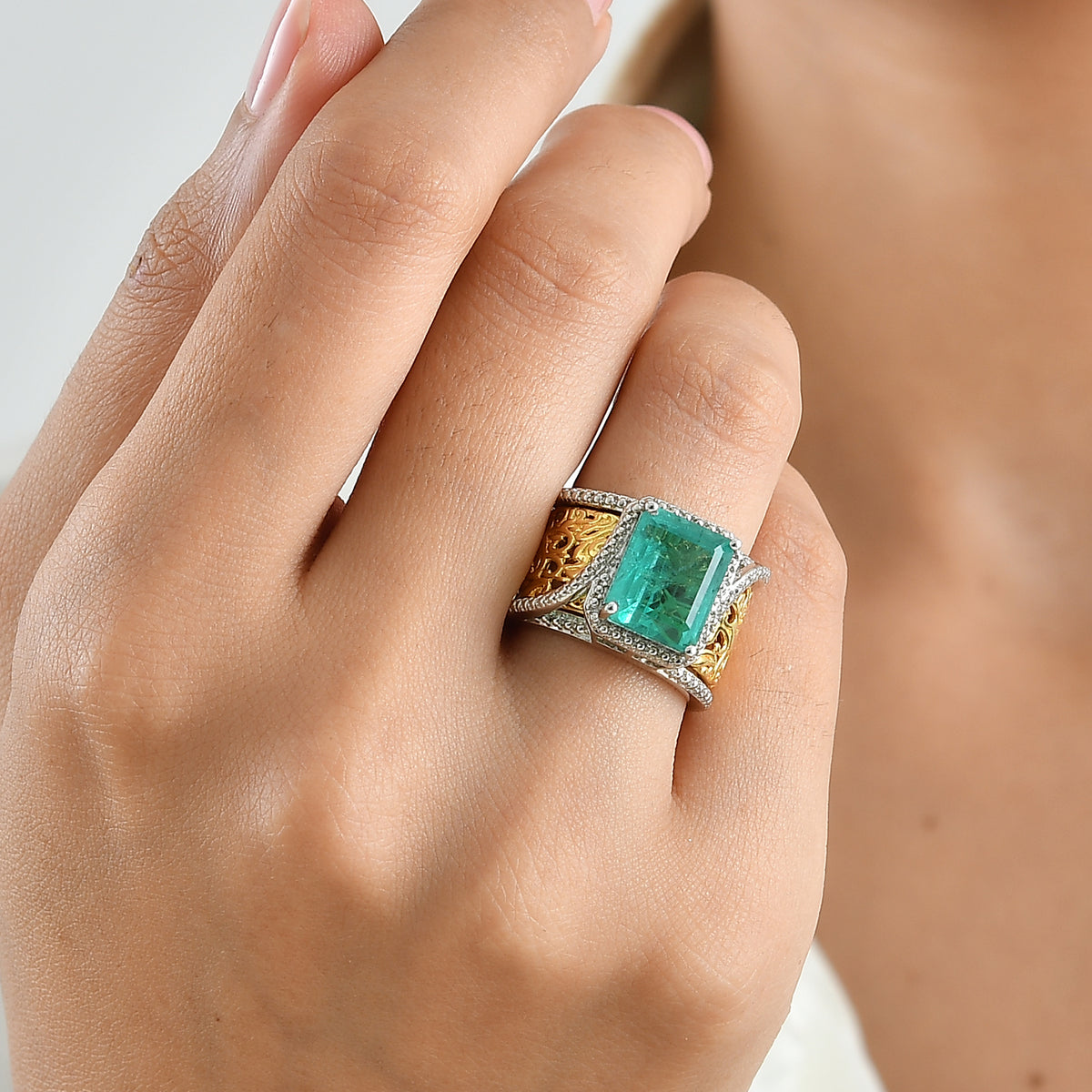 Colombian Colour Emeraldine Quartz Stackable Ring  3.90 Ct. 4524114 2