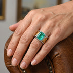 Set of 2 -  Colombian Colour Emeraldine Quartz Stackable Ring Pure Yellow Brass  3.800  Ct._4524114_2