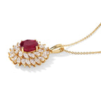 D'Joy - AAA African Ruby & Moissanite Pendant with Chain (Size 20) in 18K Vermeil Yellow Gold Plated Sterling Silver 5.00 Ct._4524137_3