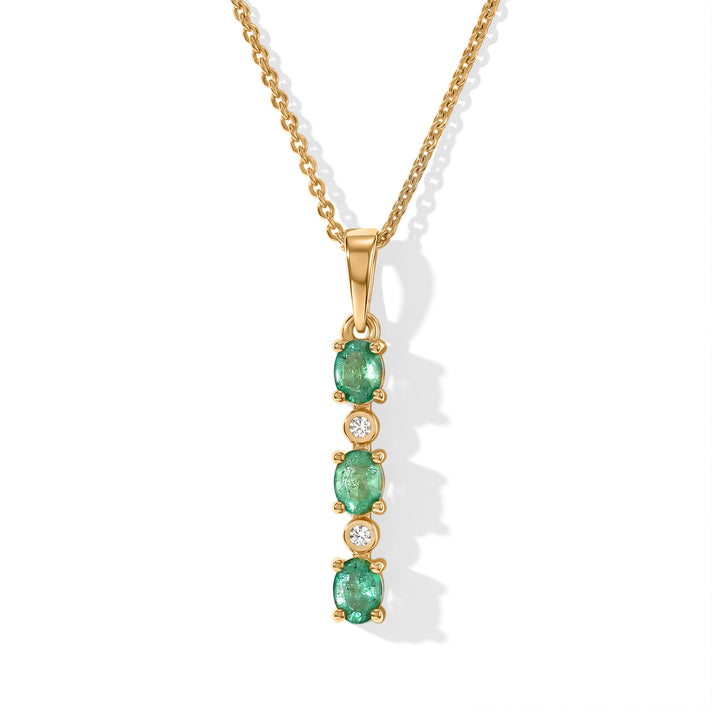 Luxuriant - AAA Gemfields Zambian Emerald &amp; Lab Grown Diamond (SI-G-H) Drop Pendant with Chain (Size 20) in 18K Vermeil Yellow Gold Plated Sterling Silver 0.55 Ct. 4524208 1