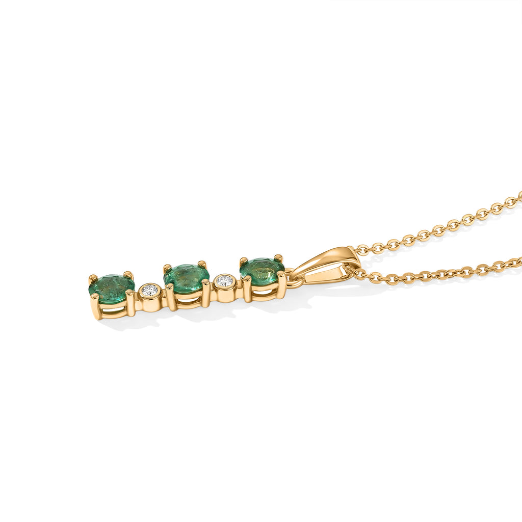 Luxuriant - AAA Emerald & Lab Grown Diamond (SI/G-H) Pendant with Chain (Size 20) in 18K Vermeil Yellow Gold Plated Sterling Silver 0.55 Ct._4524208_3