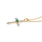 D'Joy - AAA Emerald & White Zircon Pendant with Chain (Size 20) in 18K Vermeil Yellow Gold Plated Sterling Silver_4524209_3