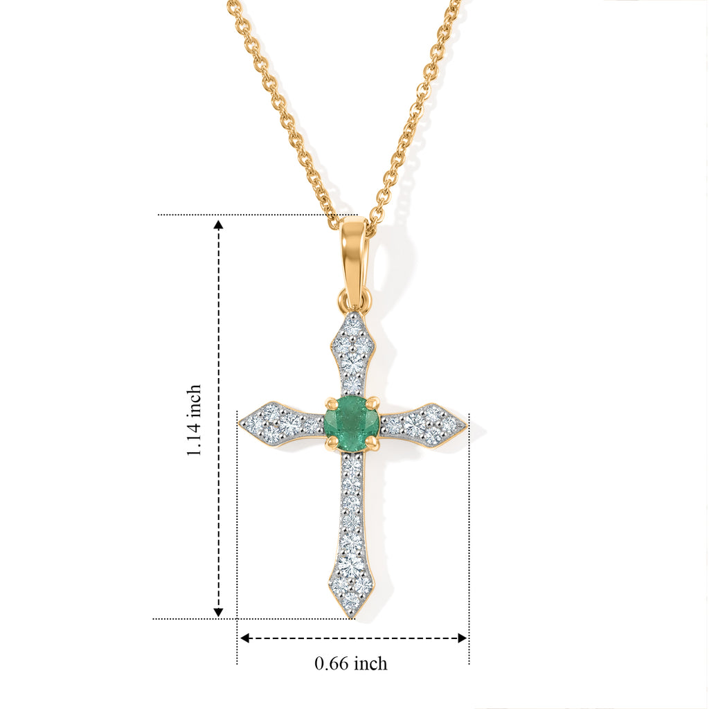 D'Joy - AAA Emerald & White Zircon Pendant with Chain (Size 20) in 18K Vermeil Yellow Gold Plated Sterling Silver_4524209_4